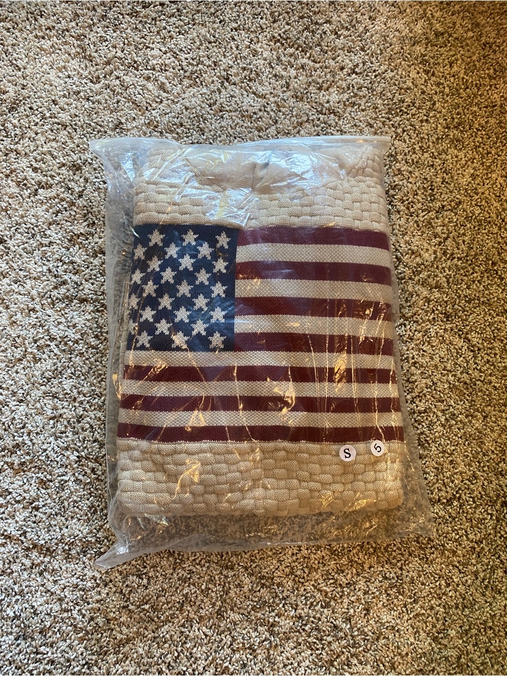 NWT Men's Cream American Flag Hooded Sweater